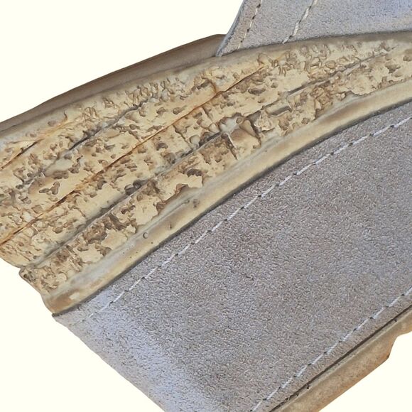 AZURA Italy Cork Wedge Sandals Criss-Cross Slides Finest Italian Leather Cushy - Picture 4 of 16